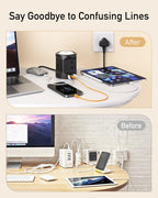 Extension Lead with USB Slots and Night Light, 4 Way (13A/3250W) Multi Plug Extension Cords & 3 USB Ports, Surge Protected Extension Lead with Switches, 2M Extension Cable for Home Dorm Office