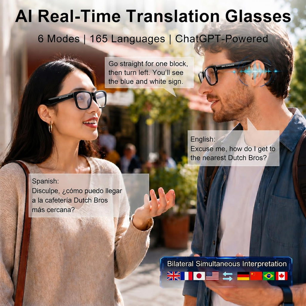 OhO Open Ear Smart Glasses, UV400 Z87.1 Lightweight Audio Bluetooth Glasses