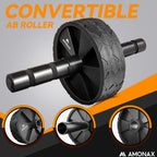 Amonax Convertible Ab Wheel Roller with Large Knee Mat for Core Abs Rollout