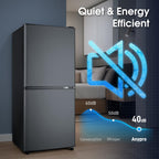 Anypro 4.0 Cu.Ft Fridge with Bottom Freezer, 2 Door Refrigerator with Drawer, 7 Level Temperatures and Adjustable Shelves for Bedroom, Dorm, Office, Apartment, Silver