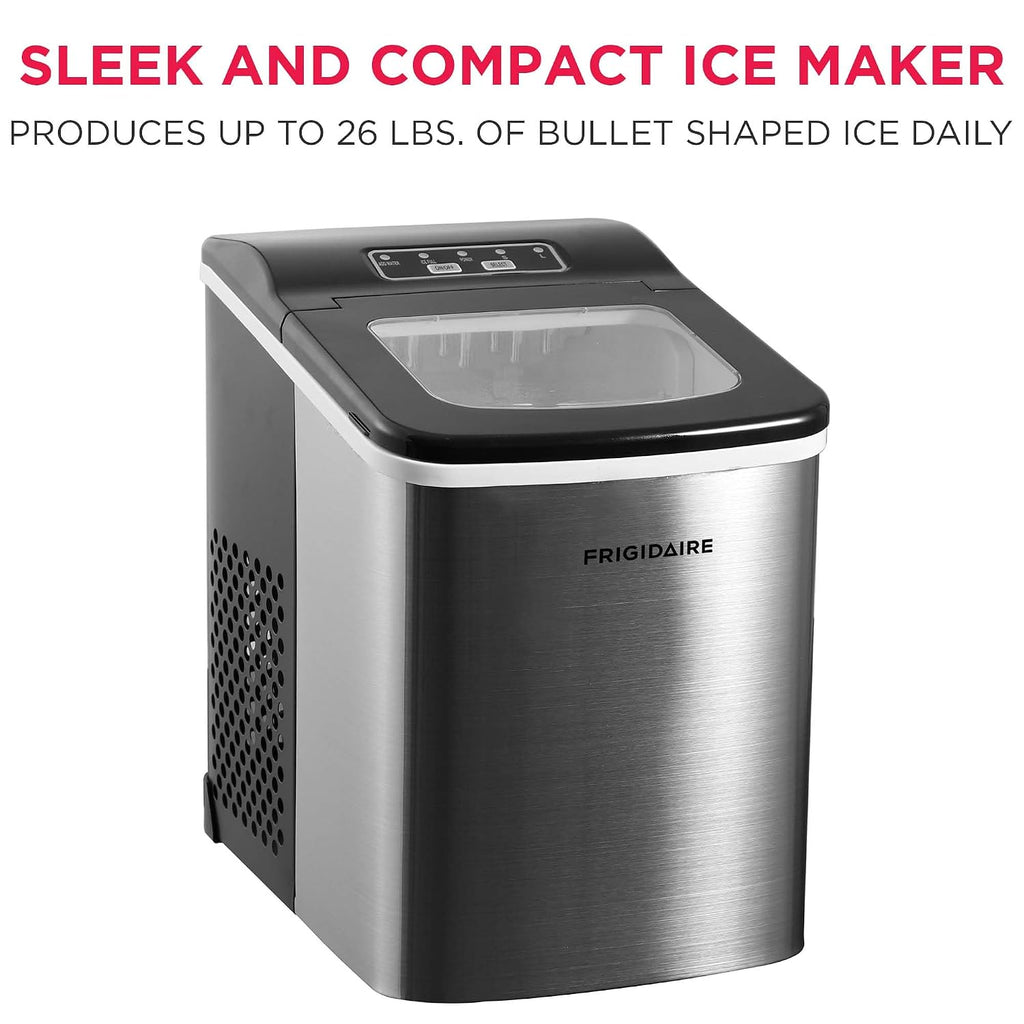 Frigidaire, 26 lb per day, Countertop Bullet Ice Maker, Stainless Steel