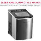Frigidaire, 26 lb per day, Countertop Bullet Ice Maker, Stainless Steel