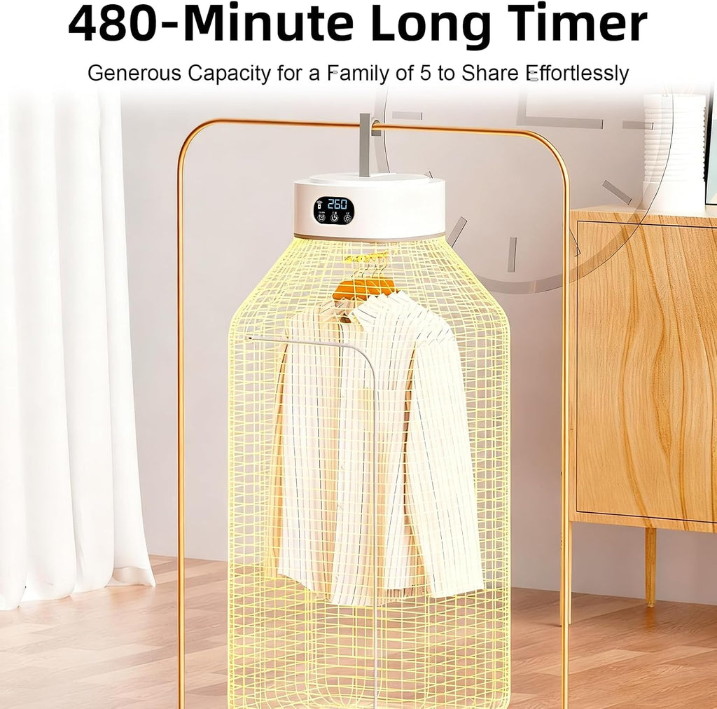 Portable Clothes Dryer, Compact & Foldable Electric Drying Machine for Home, Travel & RV, with Remote Control and Carry Bag