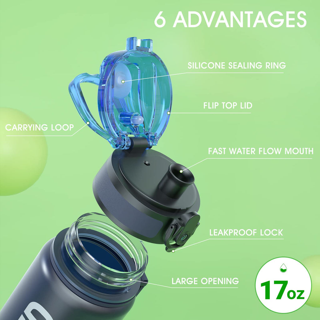 Sahara Sailor Water Bottle 1L, Leakproof Tritan Bottle with Time Marker