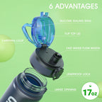 Sahara Sailor Water Bottle 1L, Leakproof Tritan Bottle with Time Marker