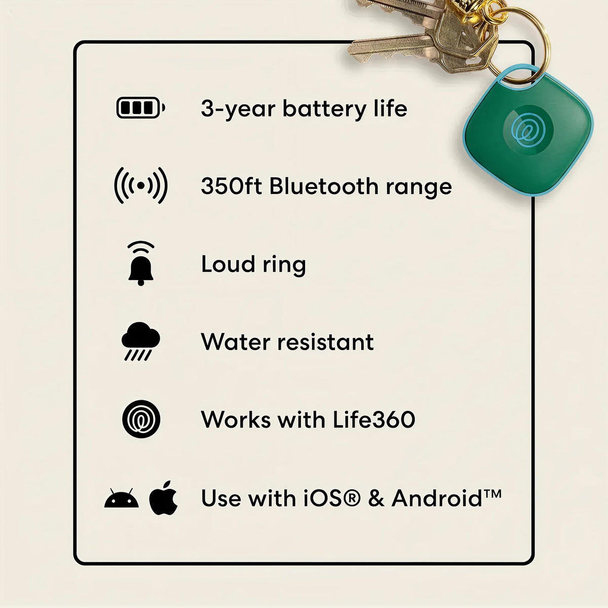 Life360 Tile - Bluetooth Tracker, Keys Finder and Item Locator for Keys, Bags and More. Phone Finder. Both iOS and Android Compatible. 1-Pack (Black)