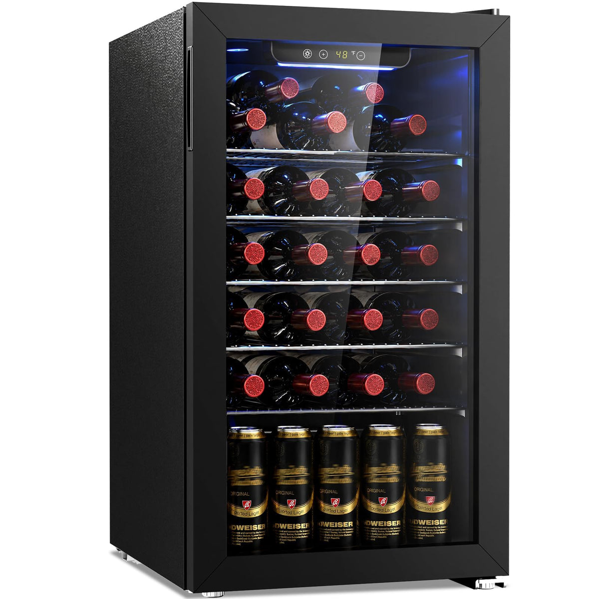 Antarctic Star 12 Bottle 48 Can Beverage Refrigerator Cooler - Mini Fridge Glass Door for Beer Soda Drinks or Wine,Freestanding Beverage Fridge for Home and Bar with Adjustable Shelving, 1.3 Cu. Ft.