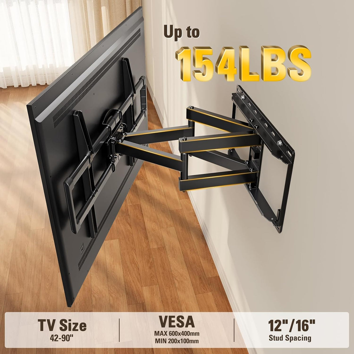 Mounting Dream Full Motion TV Wall Mount for 42-90 Inch TV up to 154lbs