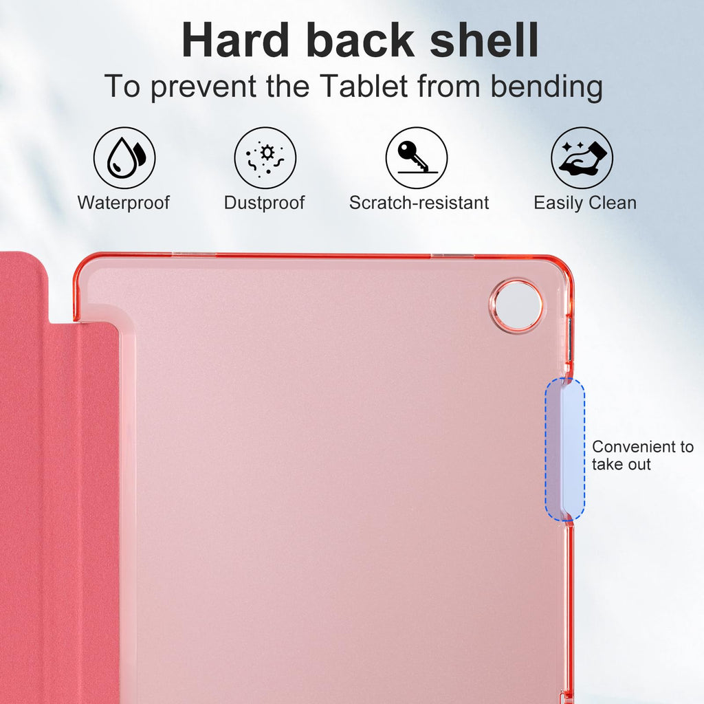 CoBak Case for Samsung Galaxy Tab A11+ Plus 11 Inch 2025/A9+ Plus 2023 - PU Leather Smart Cover with Auto Sleep/Wake for Tab A11+, Translucent Hard Shell, Multi-Viewing Angles, Orange