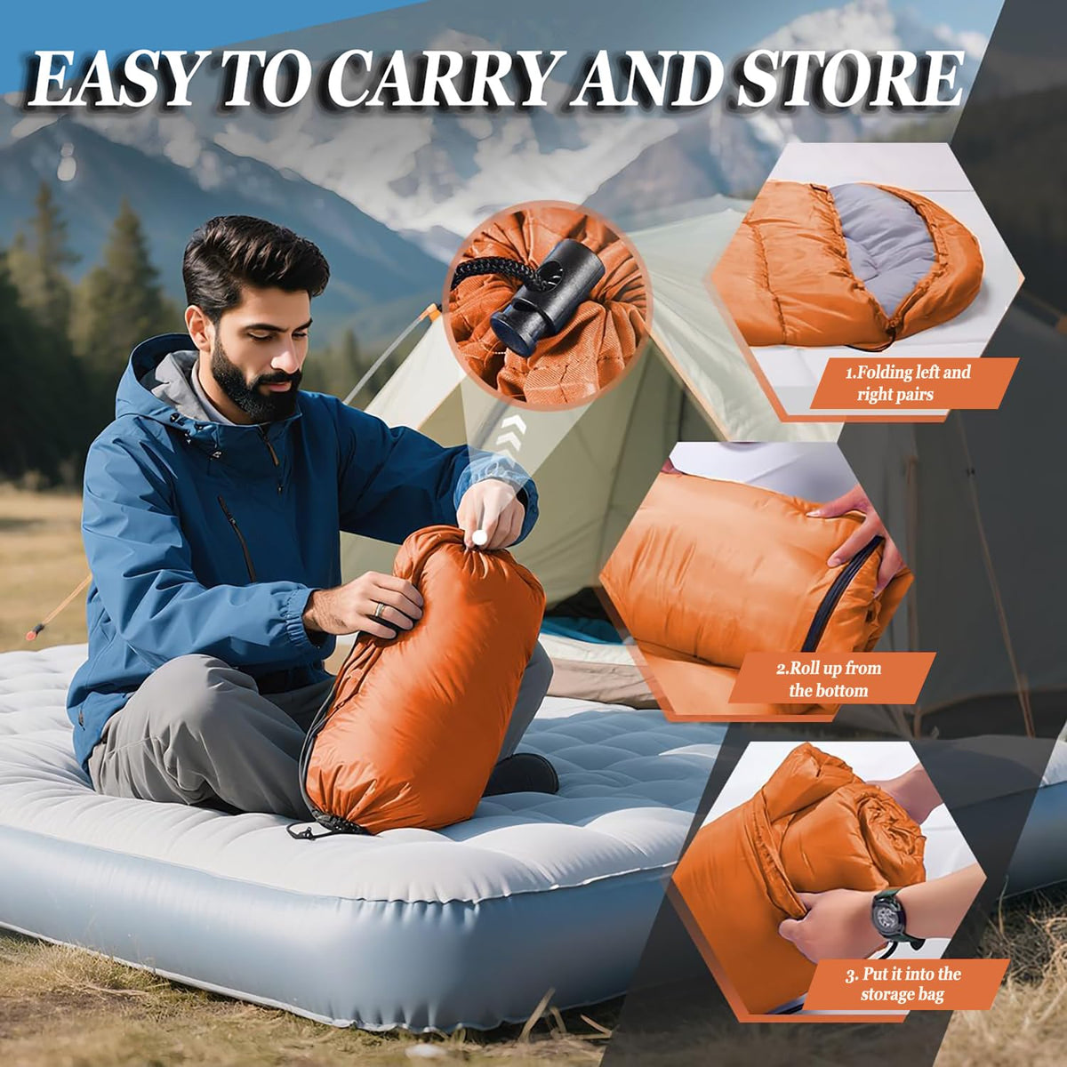 Sleeping Bag for Camping,Sleeping Bags for Adults Backpacking Waterproof,3 Seasons Adult Blanket,Small Packed Ultralight Carry Bag, Soft,Thick and Warm,for Outdoor Camping,Travel,Hiking