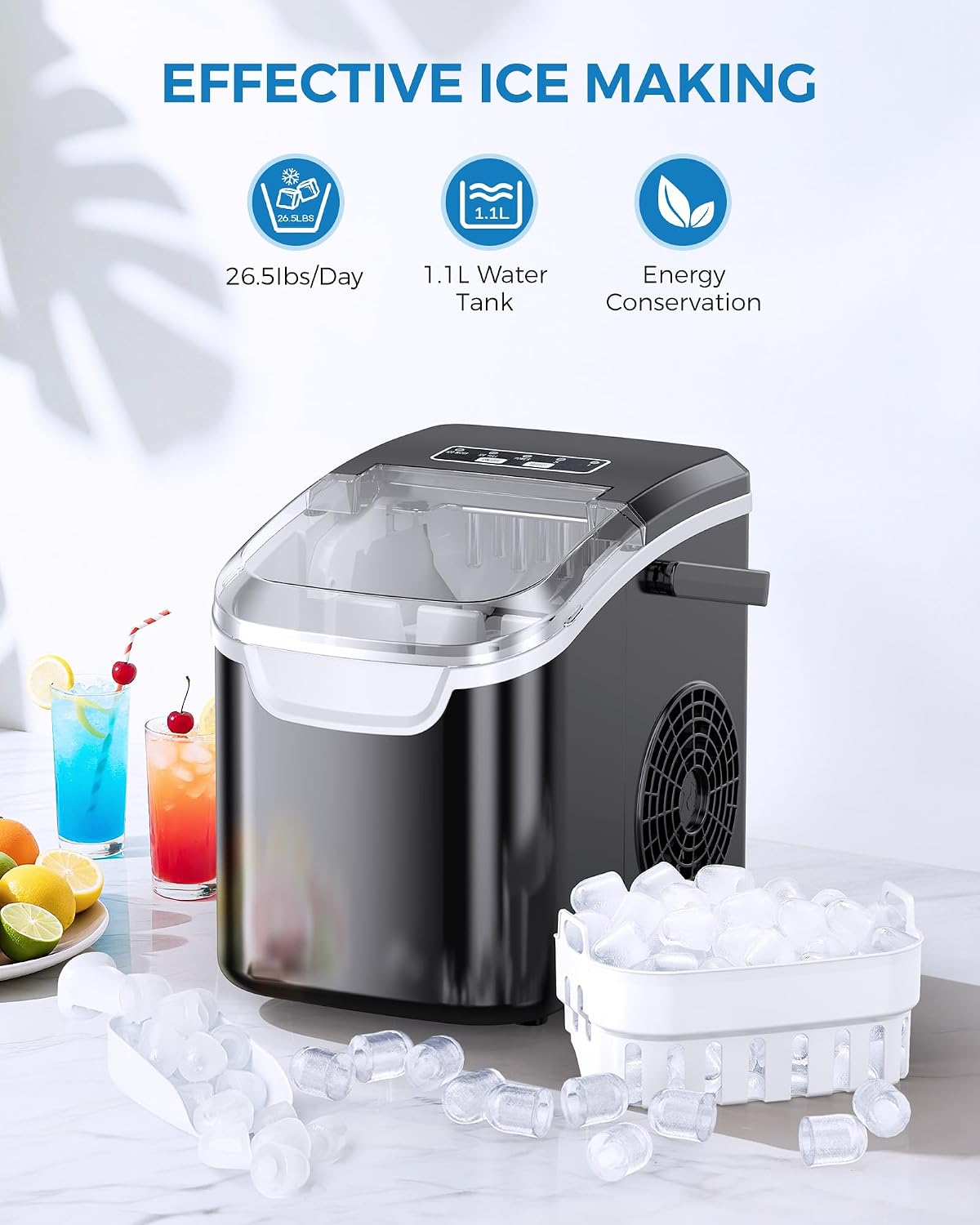 COWSAR Nugget Countertop Ice Maker, Automatic Ice Dispenser, 33 lbs/Day Chewable Pellet Ice Machine with Self-Cleaning & Measured Dispensing, Portable Ice Maker for Home, Kitchen, Office