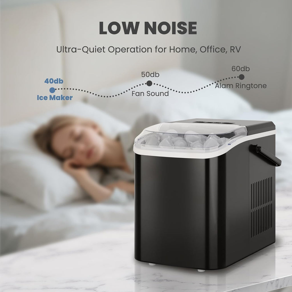 DUMOS Countertop Ice Maker with Handle, Portable Ice Machine