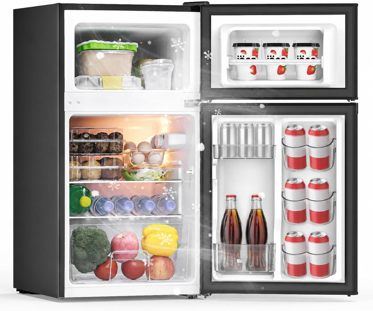 3.2 Cu Ft Mini Fridge with Freezer, Single Door Upright Freezer