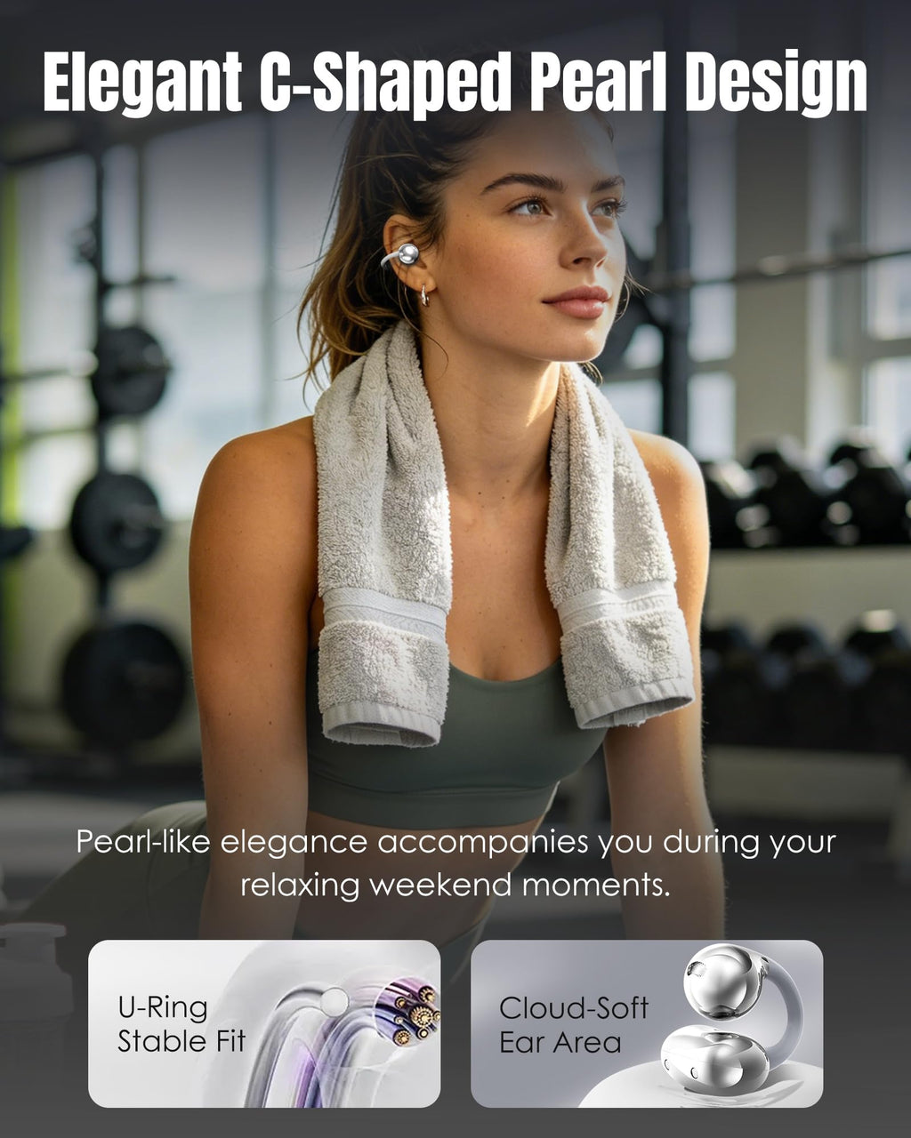 Kinglucky Clip-On Earbuds Gen 3, Open-Ear Wireless Bluetooth 6.0 Headphones with Mic, Secure Fit for Small Ears & Glasses Wearers, 50H Playtime, LED Digital Display, ENC, IPX5 Waterproof(Balck)