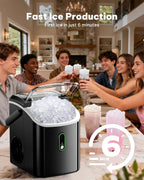 Silonn Ice Maker Countertop, 9 Cubes Ready in 6 Mins, 26lbs in 24Hrs, Self-Cleaning Ice Machine with Ice Scoop and Basket, 2 Sizes of Bullet Ice for Home Kitchen Office Bar Party