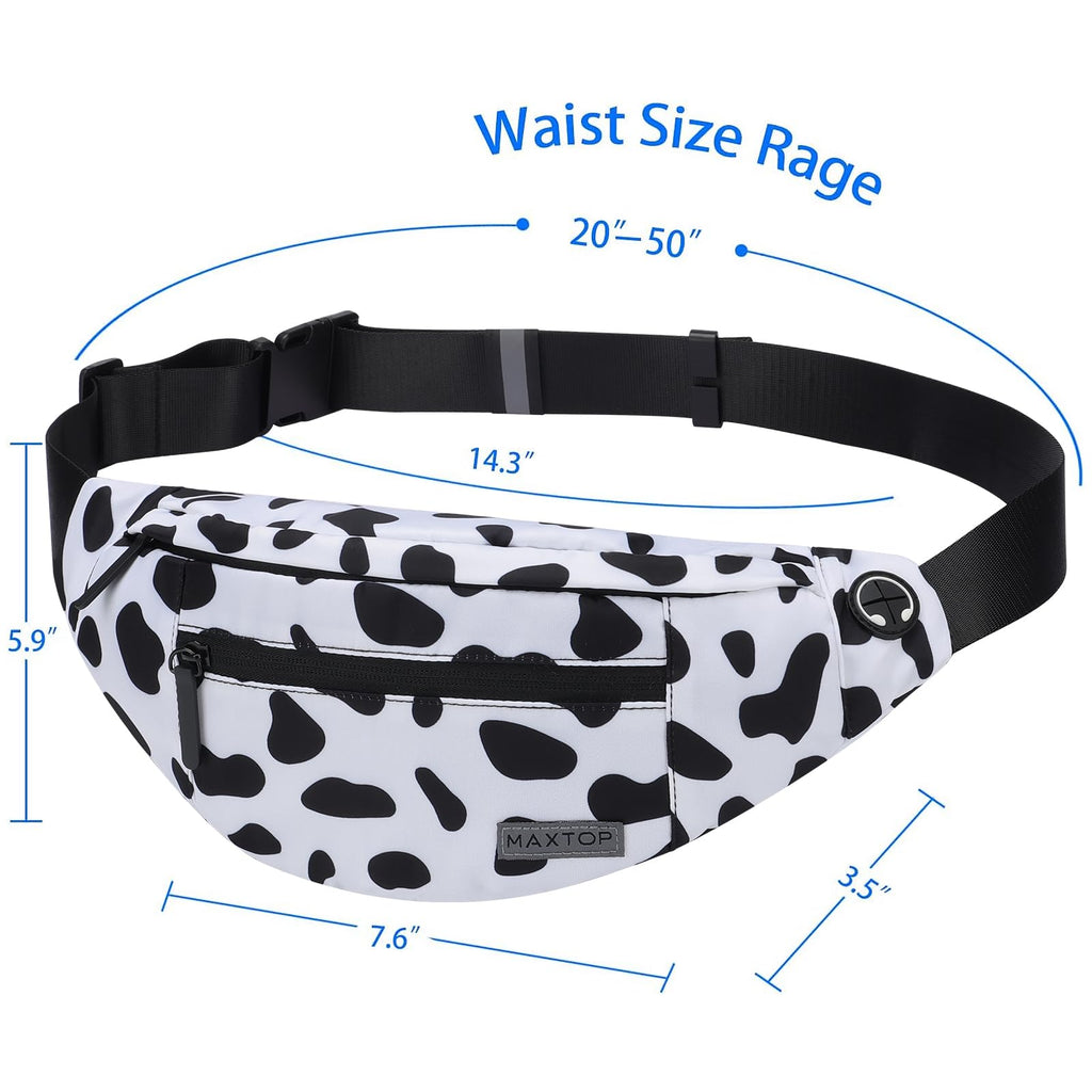 MAXTOP Large Bumbag Waist Fanny Pack Running Belt for Men Women Unisex Bum Bag with Headphone Jack and 4-Zipper Pockets Adjustable Belt for Travel Running Jogging Workout Hiking Gifts All Black