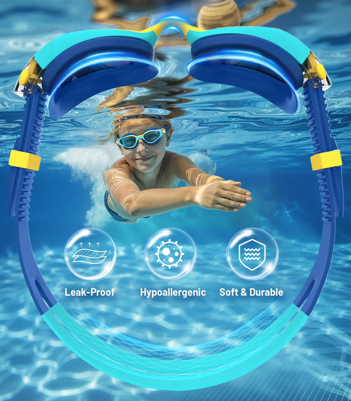 Kids Swimming Goggles for Boys & Girls Aged 6-14, Anti-Fog