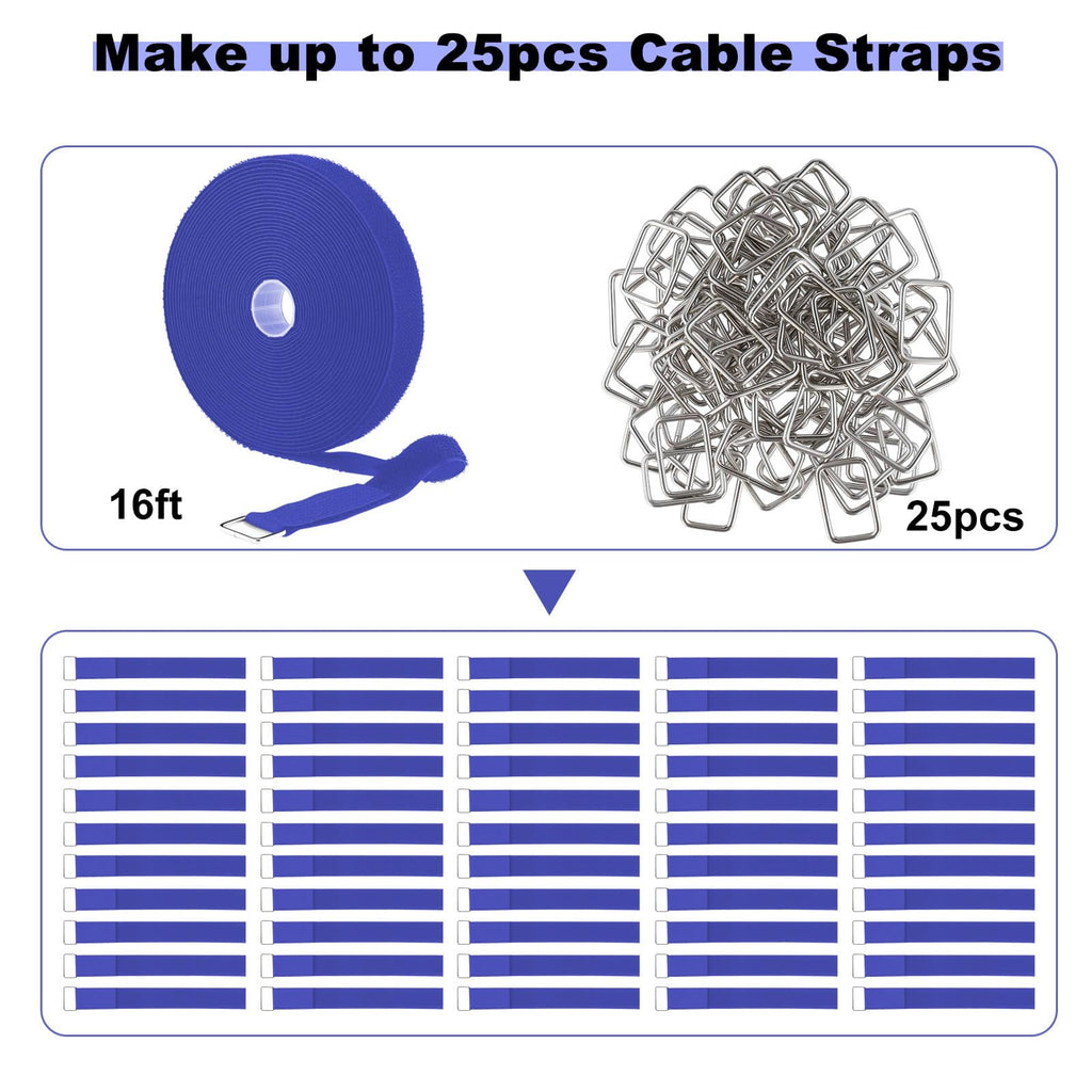 YMCRLUX 1"x64ft Hook and Loop Straps with 70 Metal Buckles, Adjustable Fastening Cable Straps, Cut-to-Length Cinch Strap, Reusable Nylon Securing Cord Ties for Organizer or Storage, 1 inch Wide, Black