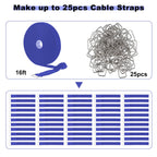 YMCRLUX 1"x64ft Hook and Loop Straps with 70 Metal Buckles, Adjustable Fastening Cable Straps, Cut-to-Length Cinch Strap, Reusable Nylon Securing Cord Ties for Organizer or Storage, 1 inch Wide, Black