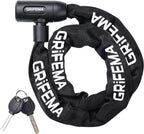 GRIFEMA GA1201-12 Bike Locks High Security with 2 Keys, Bike Chain Lock Heavy Duty, 120cm Bicycle/Cycling Locks for Bike Cycle, Moto, Door, Gate Fence, Black/White