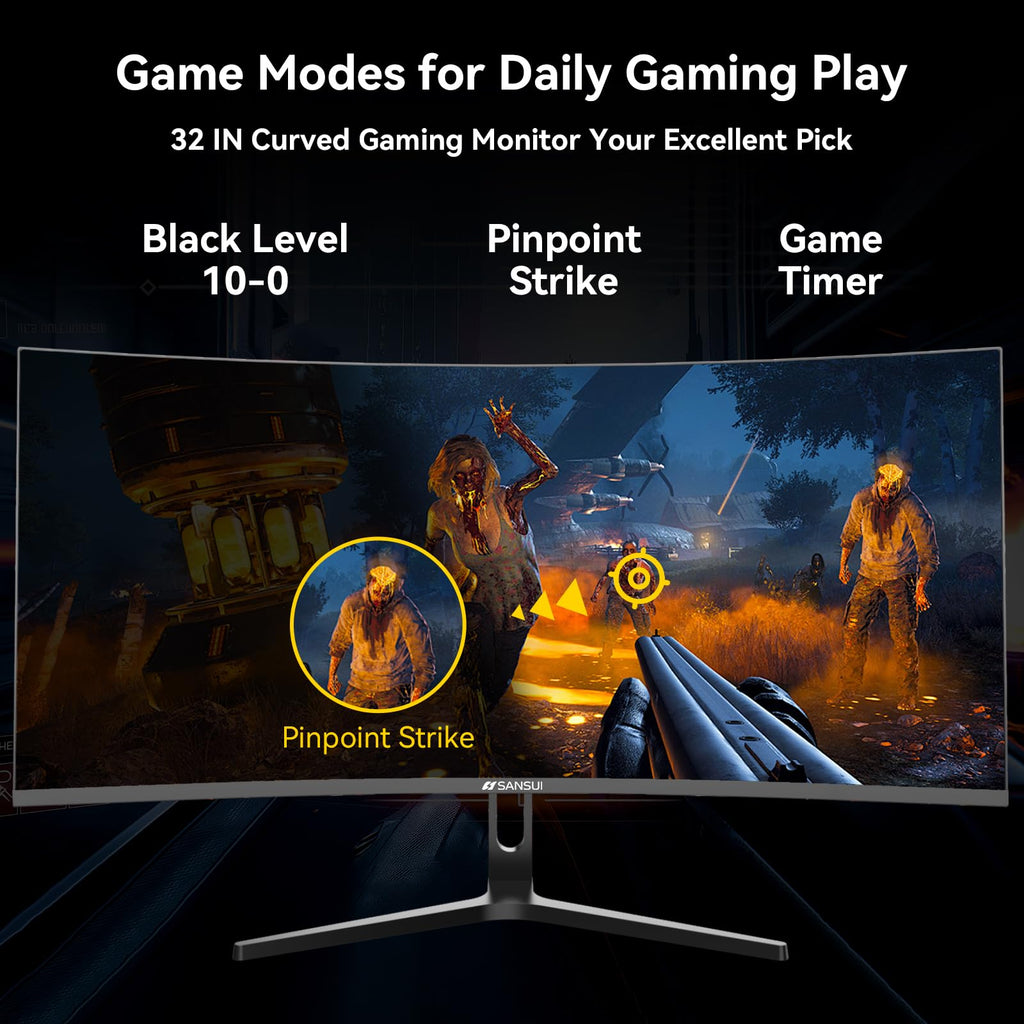SANSUI 24 Inch Gaming Monitor 200Hz 1Ms FreeSync HDR 110% sRGB FHD 1080P Computer Monitor HDMI DP Ports Eye Care Frameless VESA Mount Cable Management(ES-G24F4L HDMI Cable Included)