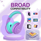JoySpark Kids Bluetooth Headphones Over-Ear, 60Hrs, Built-in Mic-Purple