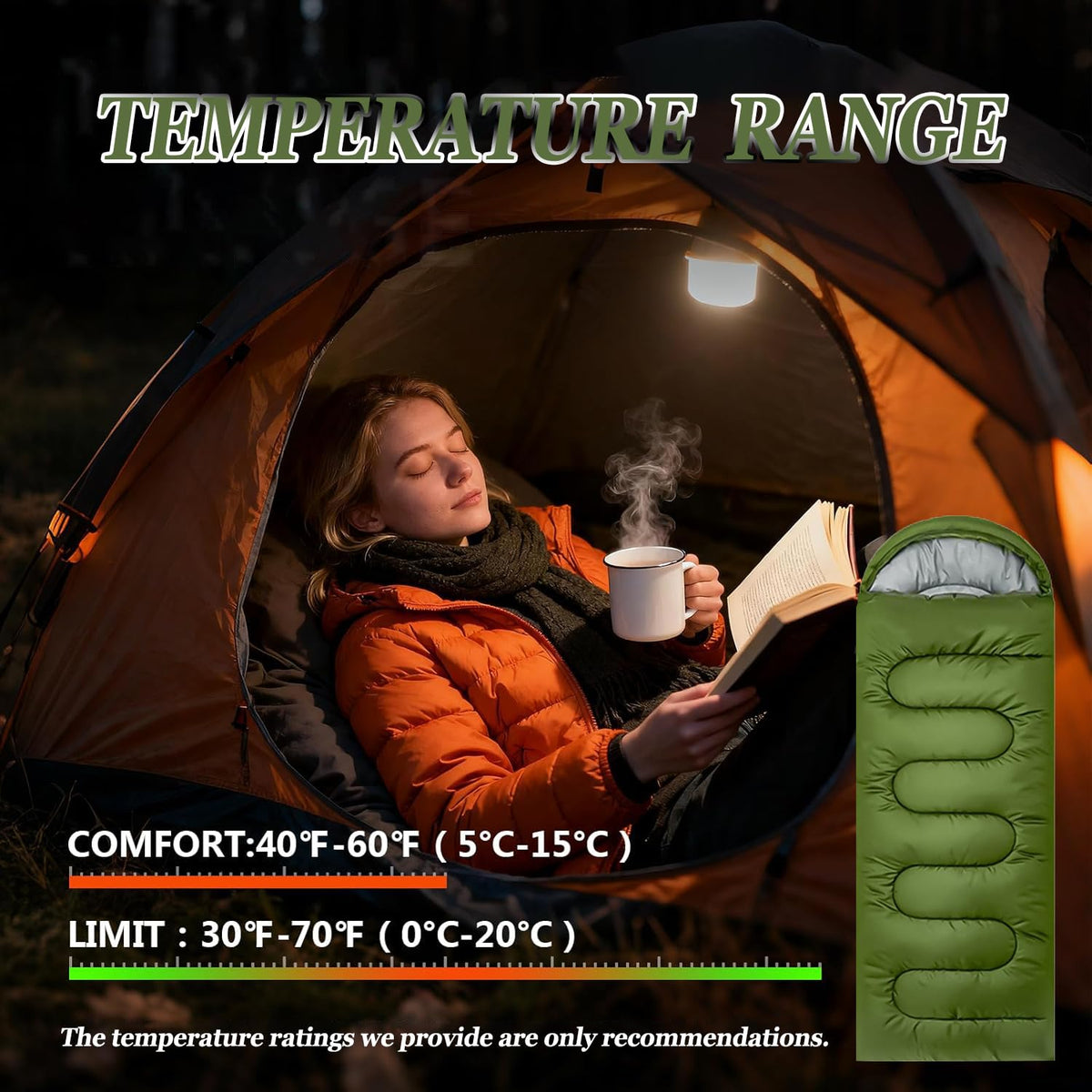 Sleeping Bag for Camping,Sleeping Bags for Adults Backpacking Waterproof,3 Seasons Adult Blanket,Small Packed Ultralight Carry Bag, Soft,Thick and Warm,for Outdoor Camping,Travel,Hiking