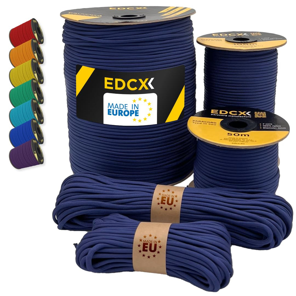 Paracord 550 4mm, 35+ Solid Colors (10m, 15m, 30m, 50m, 100m, 300m)