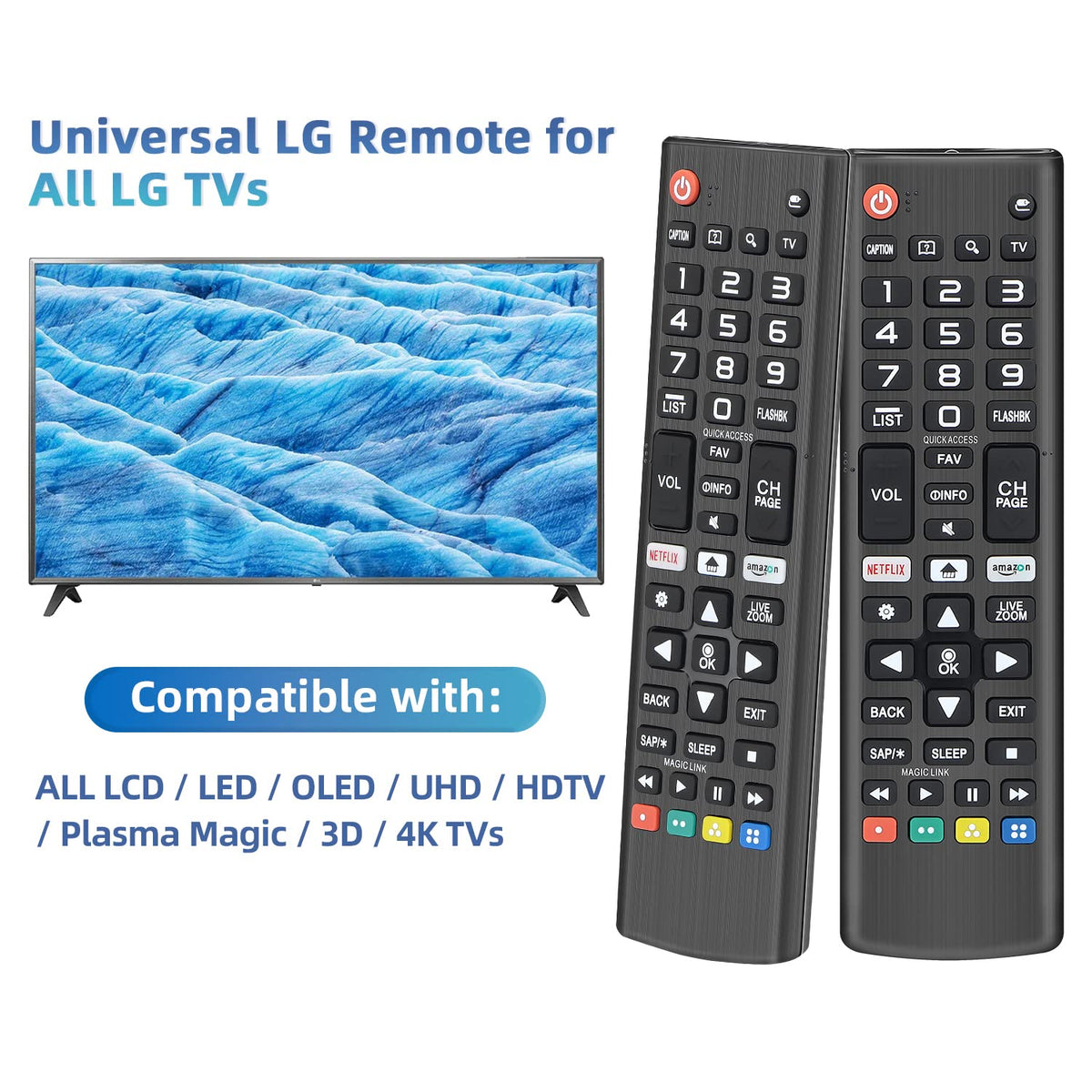 Rechargeable TV Remote for Samsung Smart TVs, Replacement for All 2019-2026 Samsung TV Remote Control with Voice Control. USB-C Fast Charging. Solar Charging. 2-Year Warranty.
