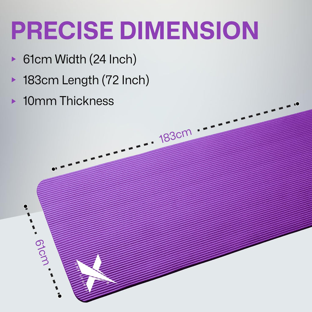 XN8 Sports Yoga Mat 10mm & 15mm Thick NBR Exercise Mat with Carry Strap