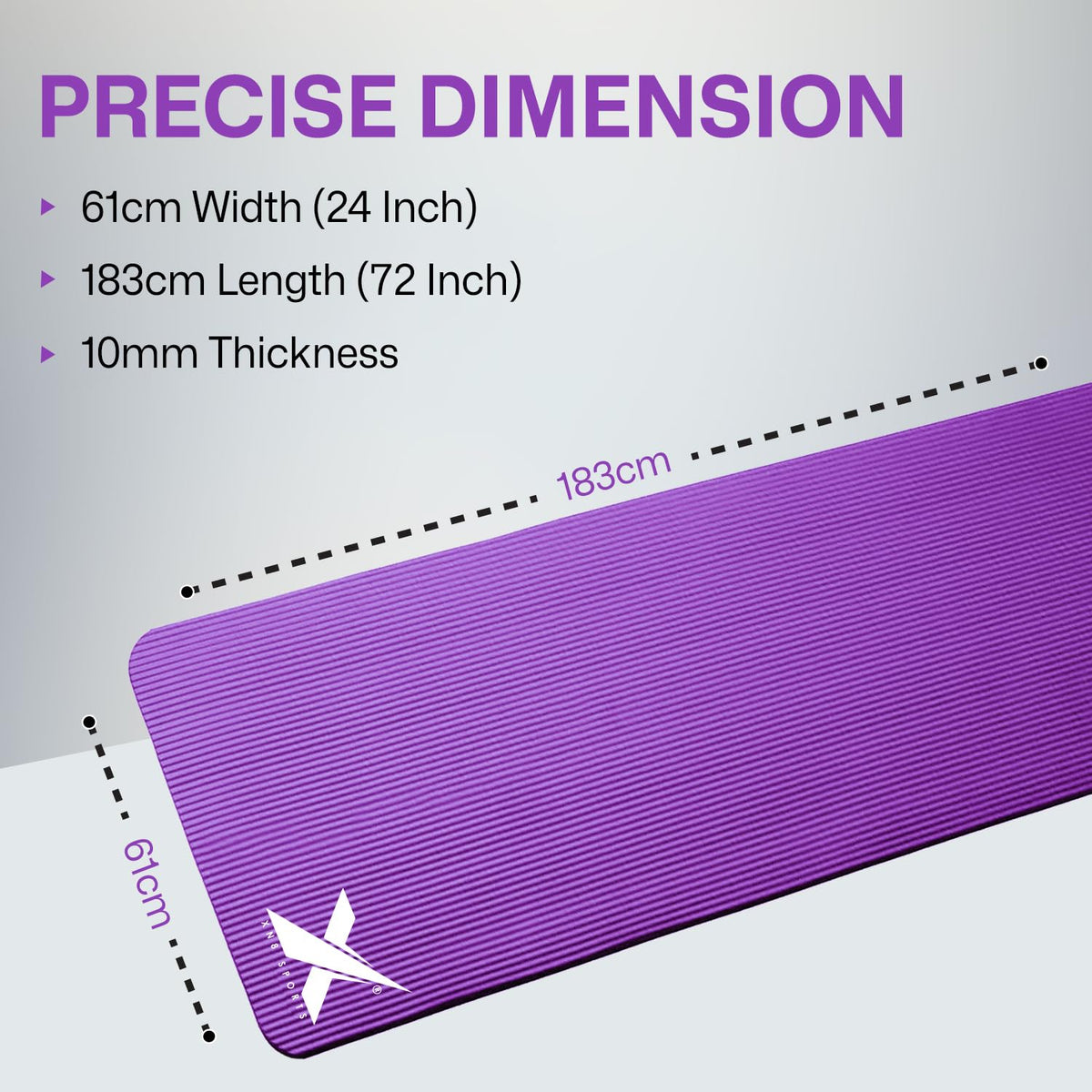 XN8 Sports Yoga Mat 10mm & 15mm Thick NBR Exercise Mat with Carry Strap