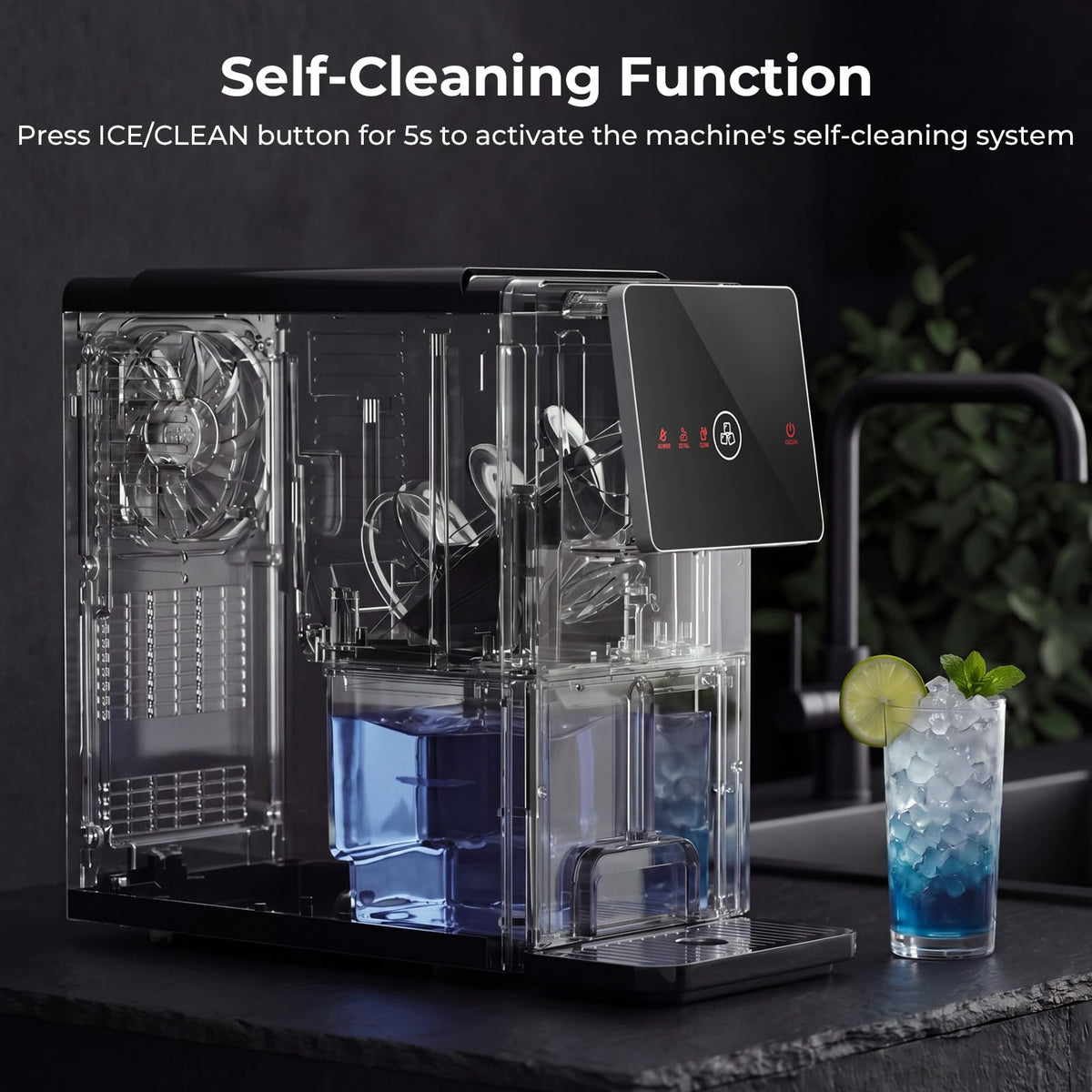 Antarctic Star Nugget Ice Maker Countertop with Self-Dispensing, 33lbs/24H