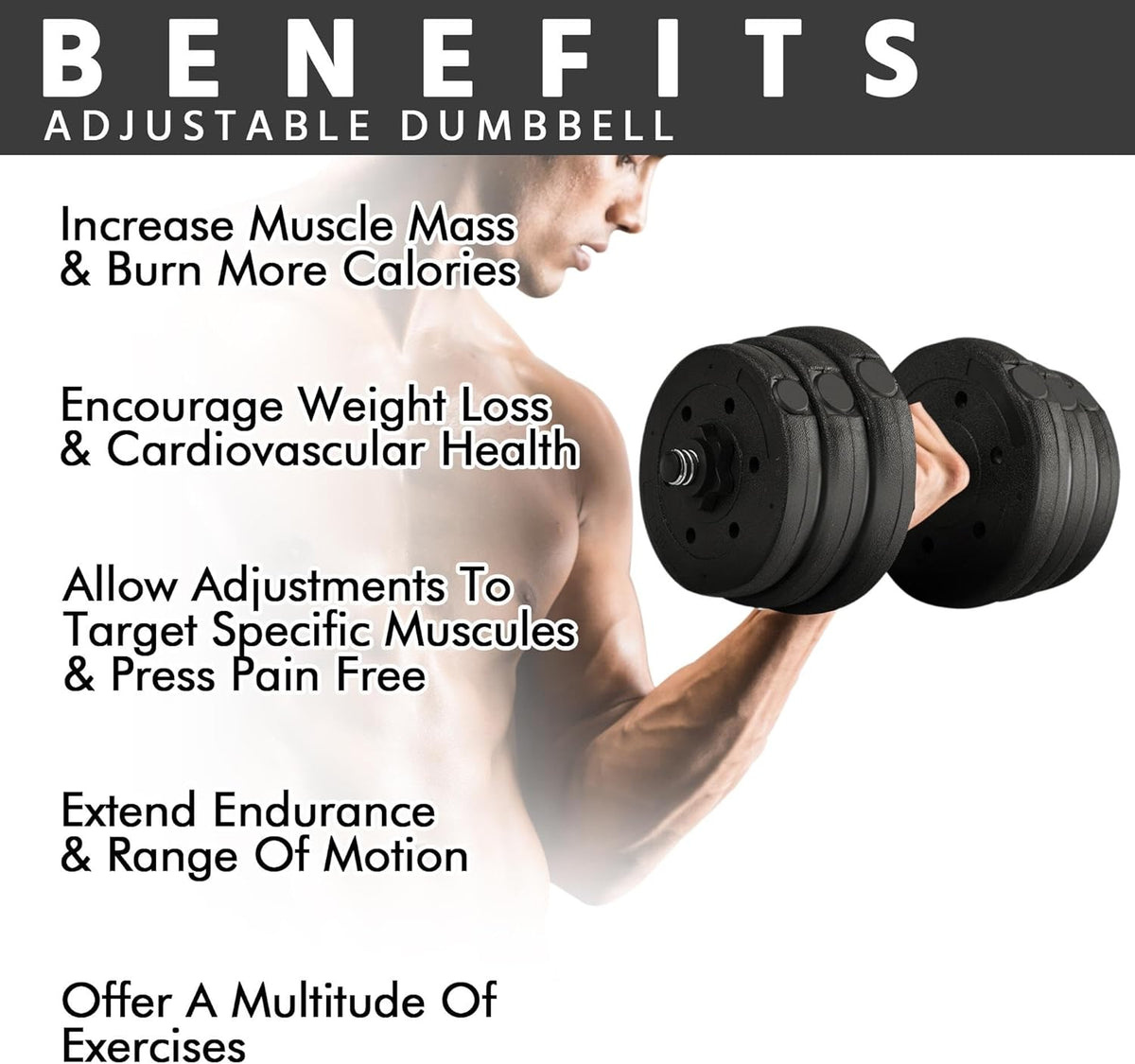 Yaheetech 30KG/25KG/20KG/15KG Adjustable Dumbbells Weight Set for Men/Women