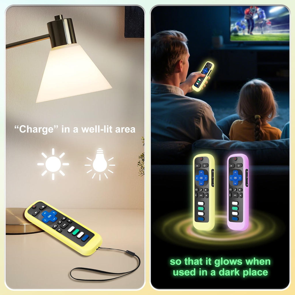 for Roku-Remote-Cover,Glow in The Dark Silicone Protective Case