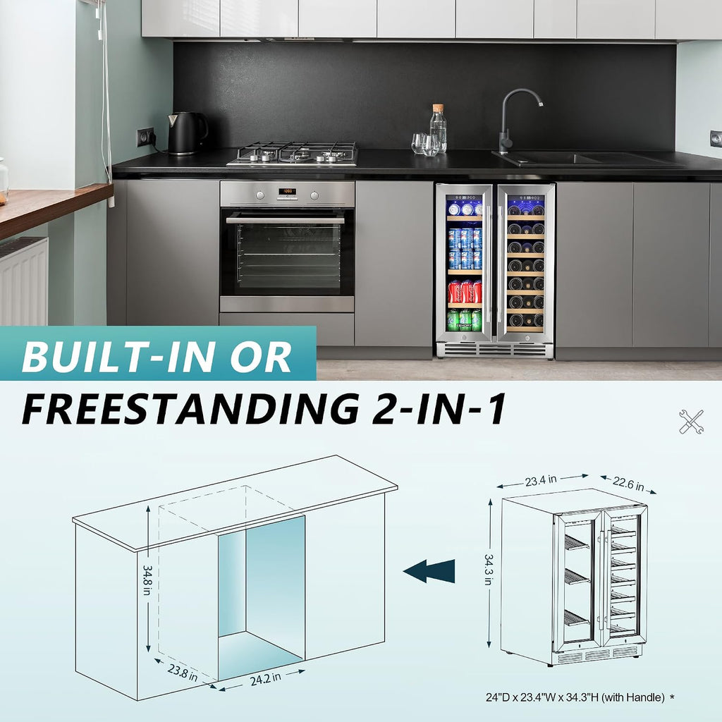 EUHOMY 24 Can Mini Fridge, 18L Beverage Refrigerator with Quiet Compressor