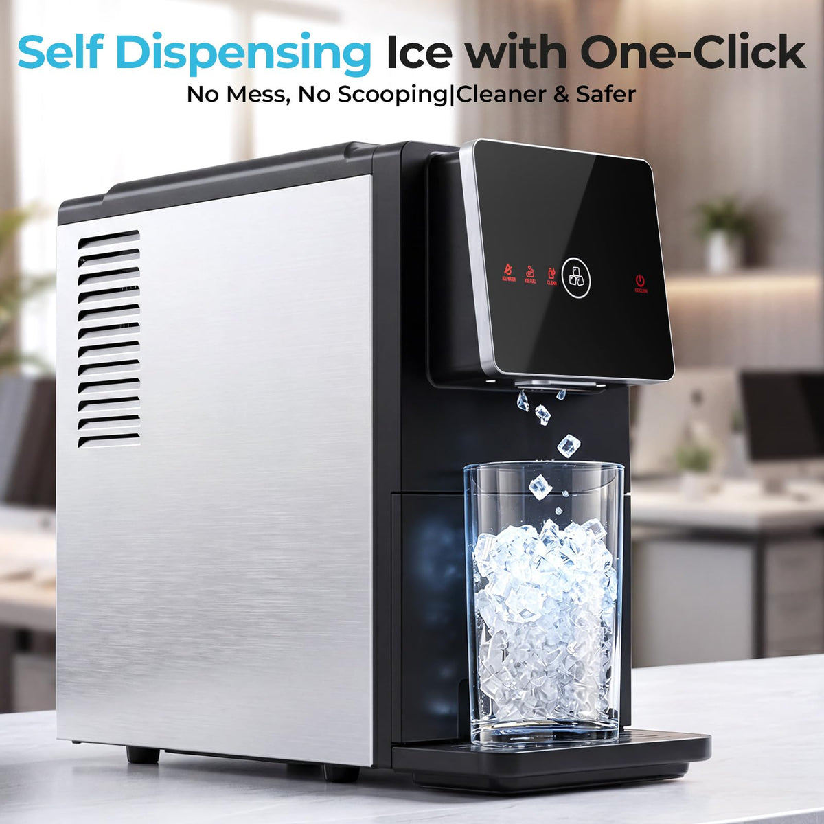 Antarctic Star Nugget Ice Maker Countertop with Self-Dispensing, 33lbs/24H