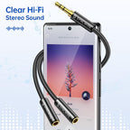 SYNCWIRE Headphone Splitter, 3.5mm Nylon-Braided Male to 2 Female Y Cable