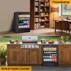24" Dual Zone Wine and Beverage Refrigerator, Under Counter with Glass Door