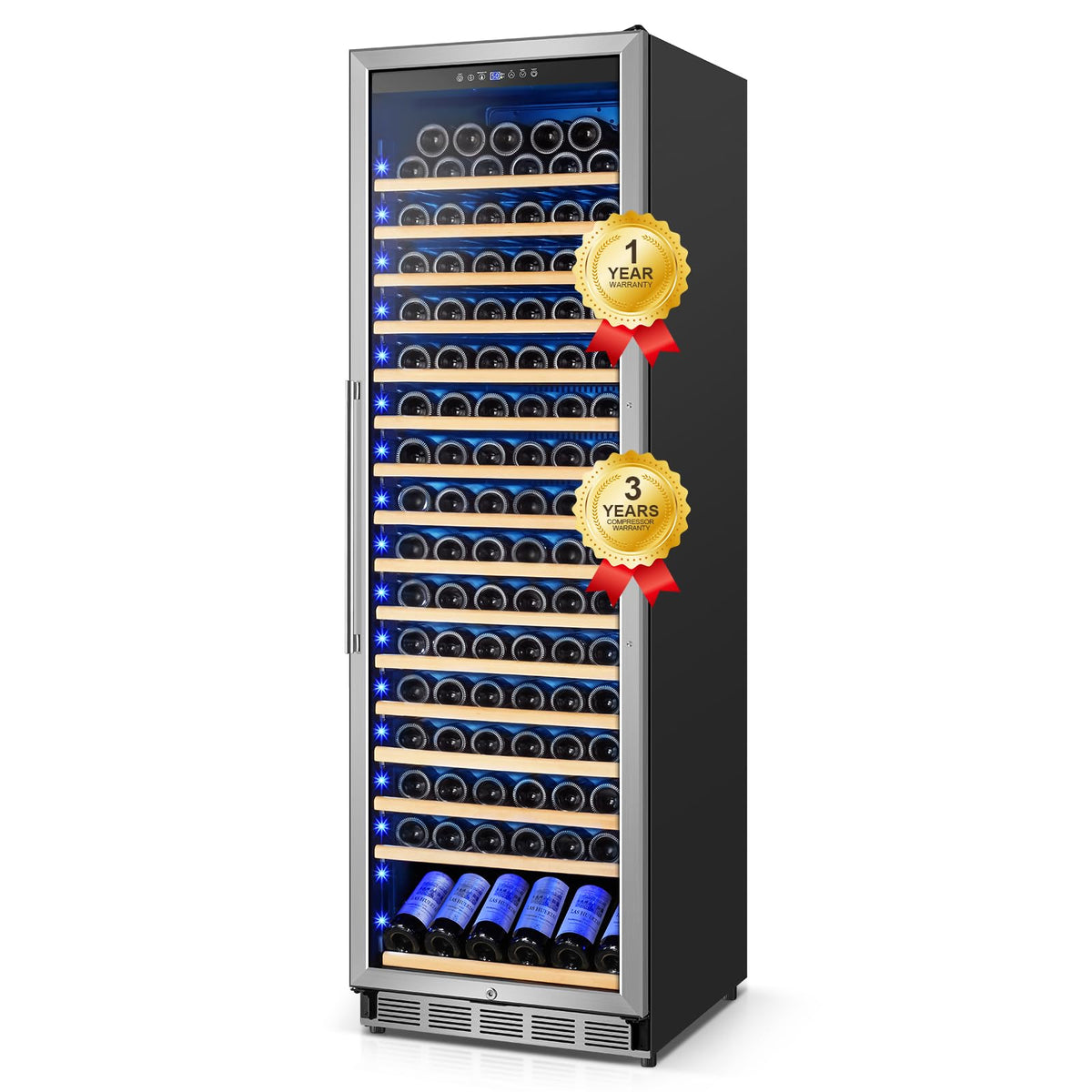 24" Dual Zone Wine and Beverage Refrigerator, Under Counter with Glass Door