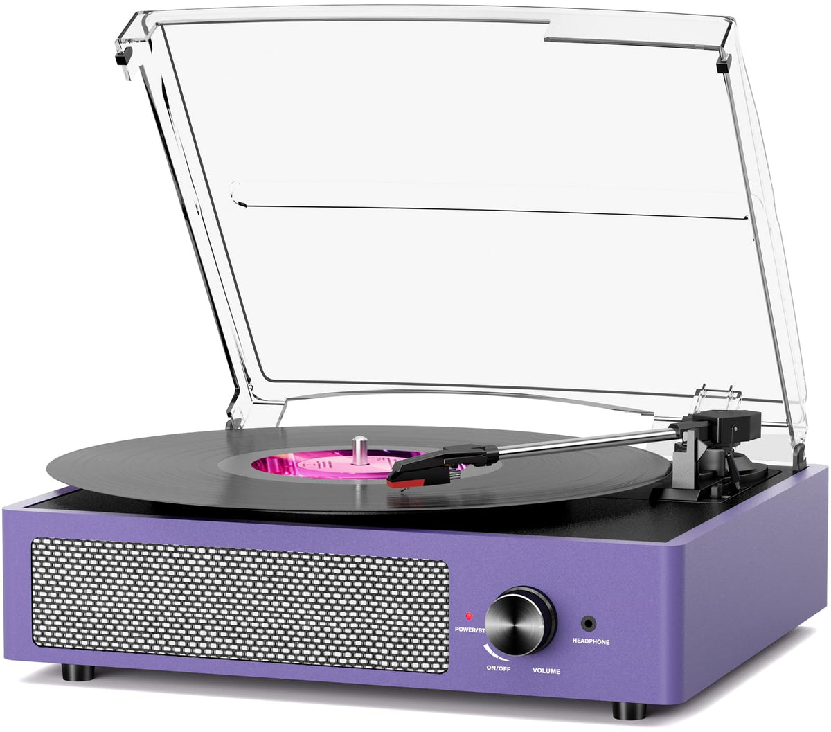 Vinyl Record Player Turntable with Built-in Bluetooth Receiver & 2 Stereo Speakers, 3 Speed 3 Size Portable Retro Record Player for Entertainment and Home Decoration