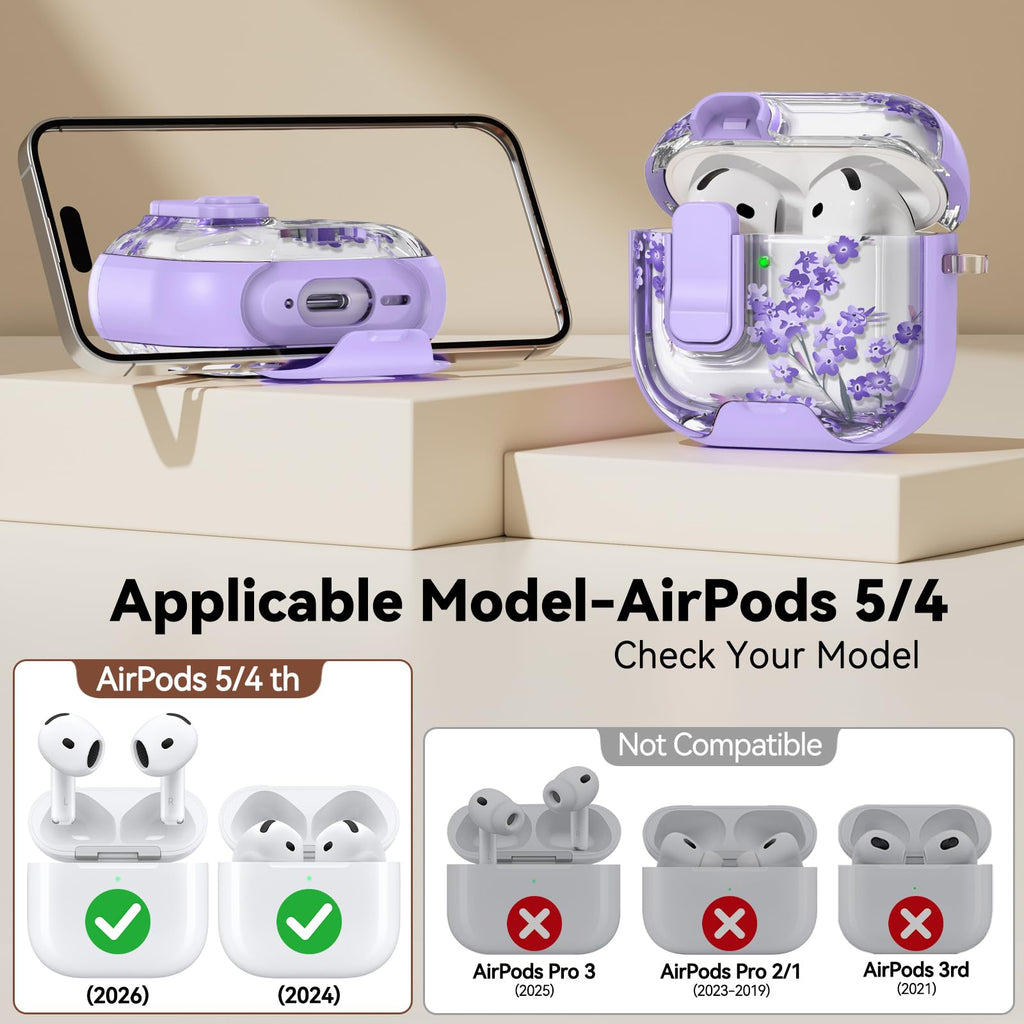 for AirPods Pro 2nd/1st Case (2023-2019)-Purple Bell Flower