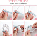 Oligei 25 Pcs Silicone Cable Ties, Cable Ties Reusable, High Elasticity Cord Wraps for Electrical Cords, Cord Organizer for Earphone, Phone Charger(Blue)