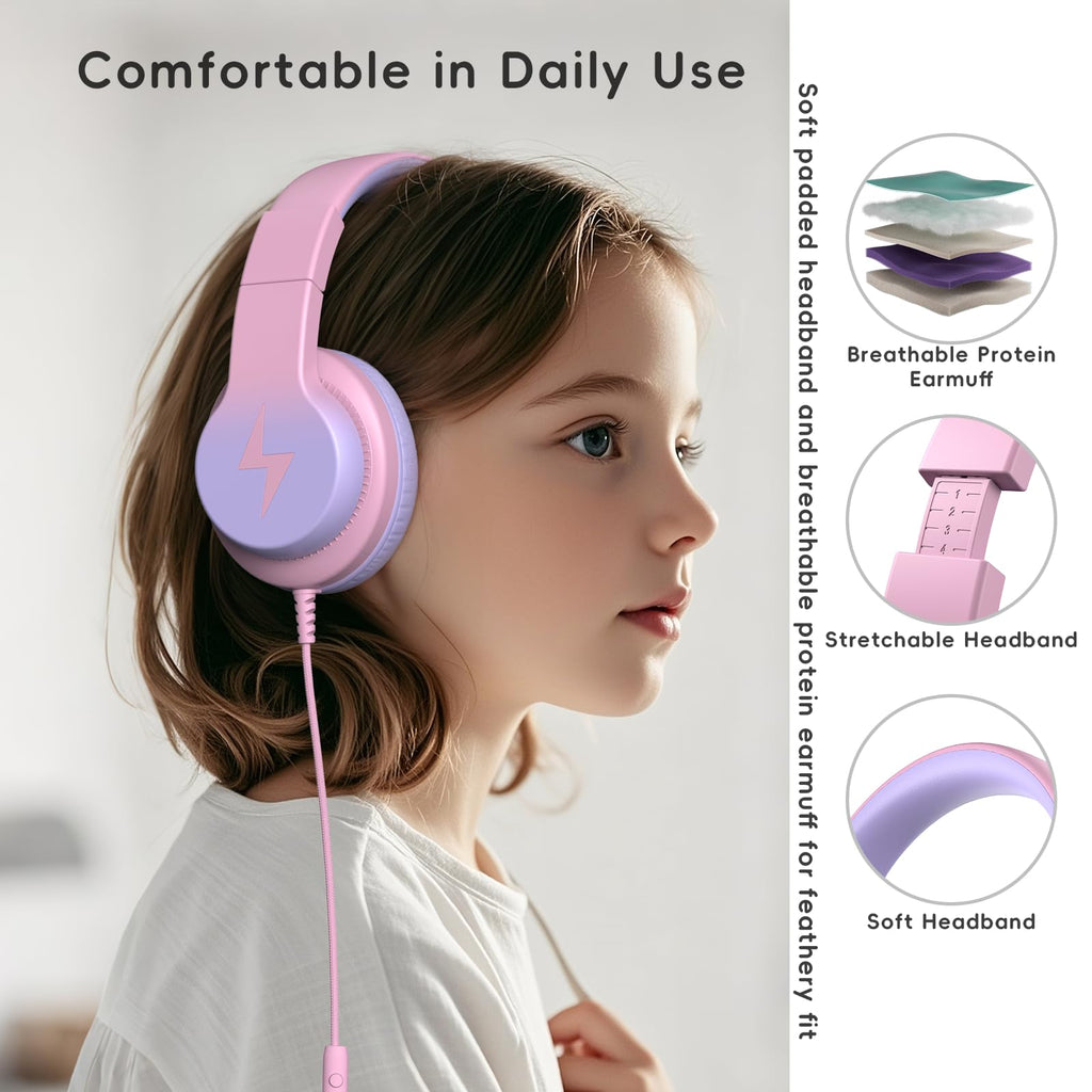 Candy Bila Wired Kids Headphones for School, Over-Ear for Boys Girls
