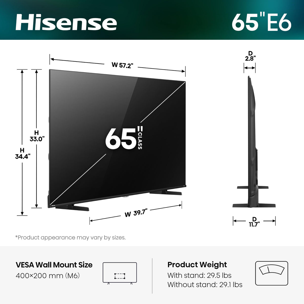 Hisense 55" Class E6SR Series Hi-QLED 4K UHD Smart Roku TV (55E6SR, 2026 Model) - Dolby Vision, Game Mode Plus, VRR, ALLM, DTS Virtual:X, Apple AirPlay, Compatible with Alexa and Google Assistant