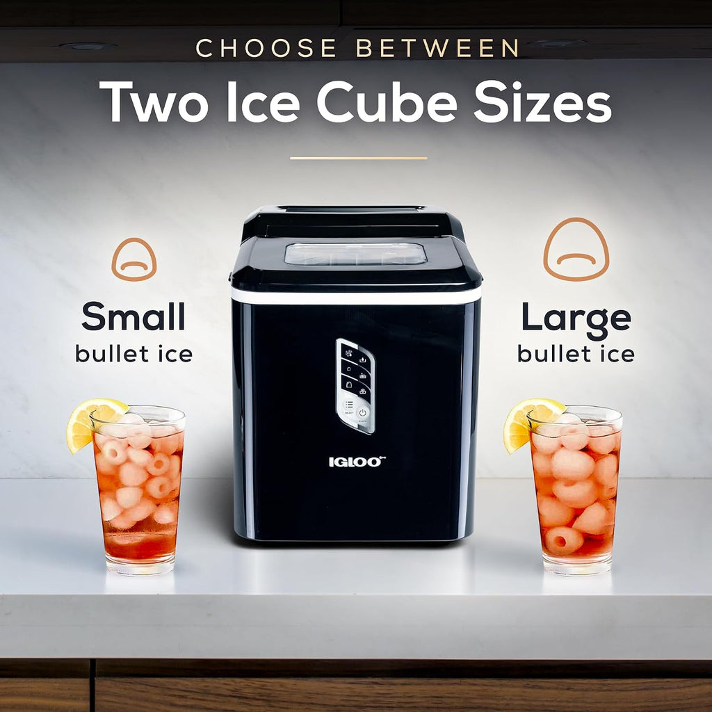Igloo Ice Maker Countertop, Portable Ice Maker with Handle, 26lbs, Black