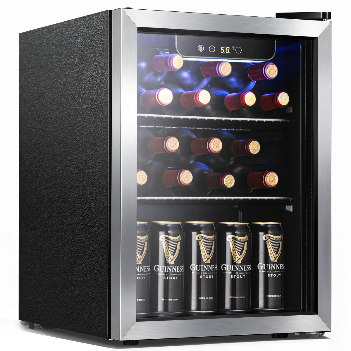 Antarctic Star 12 Bottle 48 Can Beverage Refrigerator Cooler - Mini Fridge Glass Door for Beer Soda Drinks or Wine,Freestanding Beverage Fridge for Home and Bar with Adjustable Shelving, 1.3 Cu. Ft.