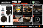 Stove Rope Kit 10mm x 2.5m Black 50ml Glue 100mm Tape