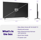 Roku 85-Inch Select Series Smart TV 2026-4K QLED TV - Roku TV