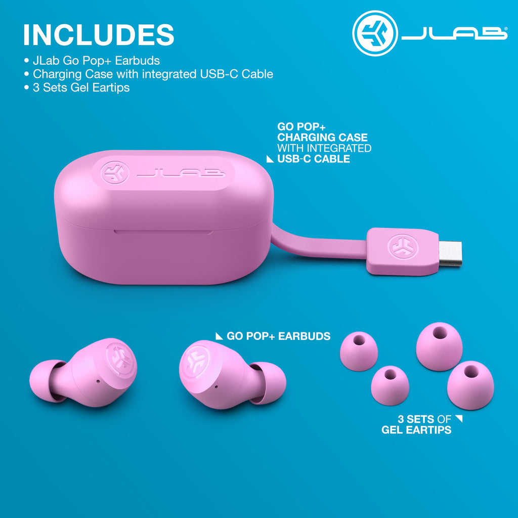 JLab Go Air Pop+ Earbuds, Dual Connect, EQ3 Sound, Black