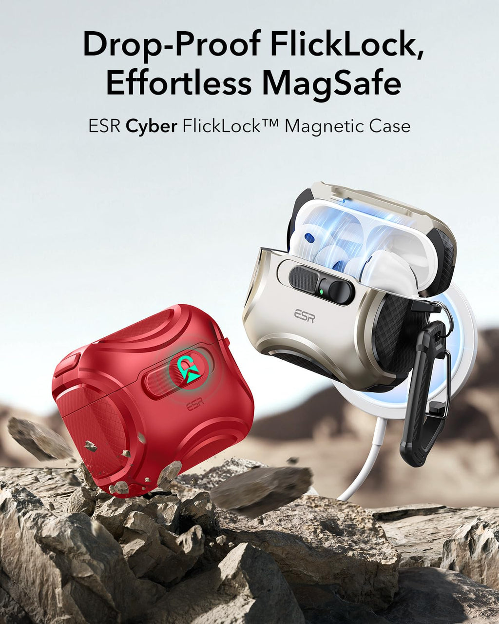 ESR for AirPods 5/4 Case, Compatible with MagSafe, Drop-Proof Lock, Black